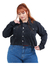 Jaqueta Jeans Feminina Plus Size Barra Desfiada na internet
