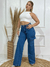 Calça Cargo Jeans Feminina Cintura Alta Wide Leg - loja online