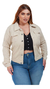 Jaqueta Jeans Feminina Plus Size Creme Elegante E Estilosa - comprar online