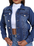 Jaqueta Jeans Feminina Com Brilhos E Botões Moda Inverno - comprar online