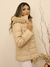 Jaqueta Puffer Em Couro Eco Com Capuz Pelinho Removivel - Supermulti
