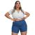Shorts Feminino Bengaline Plus Size Com Detalhe Em Pedrinhas