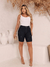 Shorts Bermuda Jeans Feminino Destroyed Com Elastano