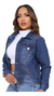 Jaqueta Jeans Feminina Com Brilhos E Botões Moda Inverno - Supermulti