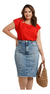 Saia Jeans Murano Feminina Longa Cintura Alta Desfiada