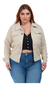 Jaqueta Jeans Feminina Plus Size Creme Elegante E Estilosa na internet