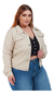 Jaqueta Jeans Feminina Plus Size Creme Elegante E Estilosa