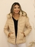 Jaqueta Puffer Em Couro Eco Com Capuz Pelinho Removivel - comprar online