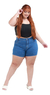Shorts Jeans Feminino Plus Size Com Brilhos Moda Verão Promo