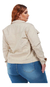 Jaqueta Jeans Feminina Plus Size Creme Elegante E Estilosa - Supermulti