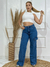 Imagem do Calça Cargo Jeans Feminina Cintura Alta Wide Leg