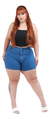 Shorts Jeans Feminino Plus Size Com Brilhos Moda Verão Promo - comprar online