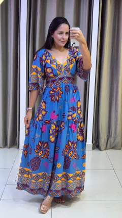 Vestido Longo c/Bojo- Azul
