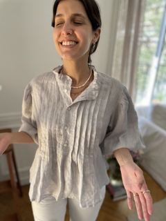 Camisa Manga Globo Gris Melange
