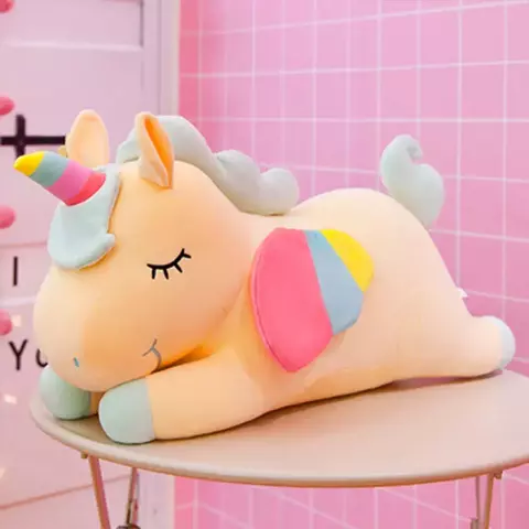 Brinquedo de Pelúcia Unicórnio Kawaii Anjo, Boneca Arco-Íris, Animal de Pelú