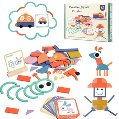 Quebra-cabeças criativos de madeira para crianças, jogo de inteligência, brin