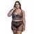 CONJUNTO PLUS SIZE COM SAINHA EM TULE COM DETALHES EM RENDA BICOLOR - Milah Lingerie e Sex Shop