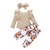 Conjunto de roupa de bebê menina 3 peças recém-nascido criança infantil meninas roupas plissado estampa de flores manga longa macacão macacão + calça + faixa de cabeça infantil - Santuario Digital