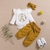 Conjunto de roupa de bebê menina 3 peças recém-nascido criança infantil meninas roupas plissado estampa de flores manga longa macacão macacão + calça + faixa de cabeça infantil - comprar online