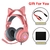 Fone de ouvido para jogos de ouvido de gato gamer com microfone fone de ouvido para computador com luz rgb para computador portátil ps4/5 xbox