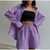 Agasalho Feminino Shorts Camisa Conjunto de Duas Peças Conjunto Verde Manga Longa Top Shorts Terno 2022 Verão Casual Feminino Roupas de Peito Único