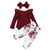 Conjunto de roupa de bebê menina 3 peças recém-nascido criança infantil meninas roupas plissado estampa de flores manga longa macacão macacão + calça + faixa de cabeça infantil - comprar online
