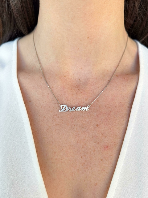 Colar de Prata Escrito Dream ( sonhar) - comprar online
