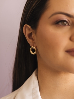 Brinco Circulo Vazado Martelado Banhado a Ouro 18K - comprar online