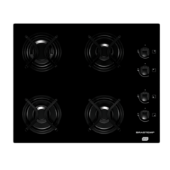 COOKTOP GAS MESA VIDRO PRETO 4 BOCAS