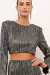 BLUSA CROPPED PLISSADA METALIZADA - MAMÔ - comprar online