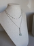 Colar Gravata Zircônia Quadrada Azul - Prateado - Vítreo Joias
