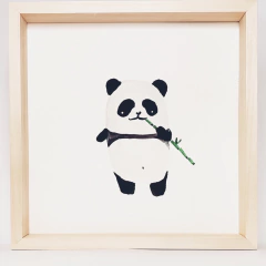 cuadrito de acuarela oso panda