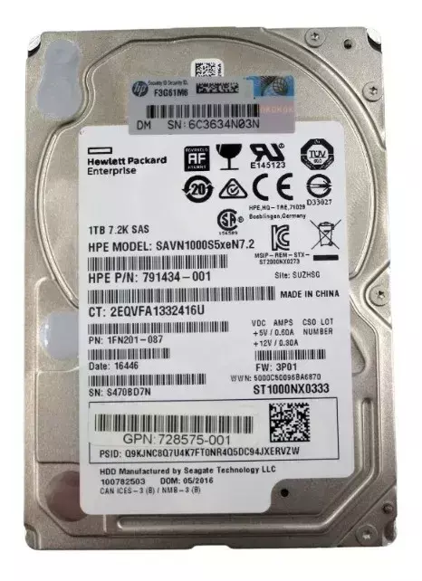 HDD 3Par 1 TB 2.5 SAS 6G 791434-001 sin cajón