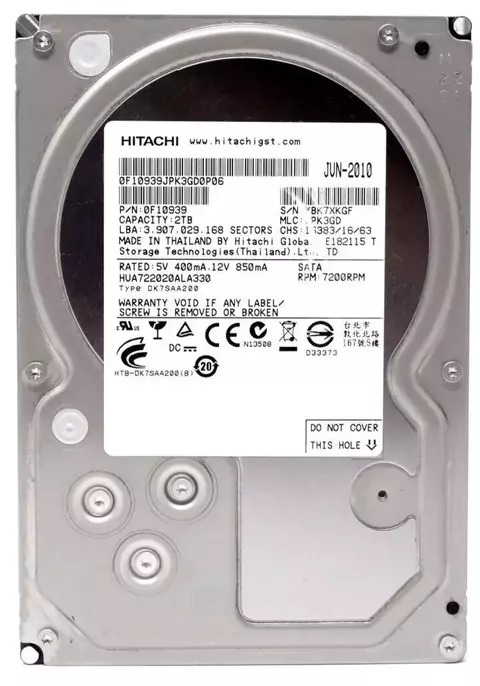 HDD Hitachi EMC 2 TB 3G 3,5" SATA HUA722020ALA331 118032706 sem gaveta