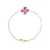 PULSEIRA TREVO TURMALINAS ROSA E BRILHANTE EM OURO 18K - comprar online