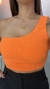 Cropped Canelado Alça Única Laranja