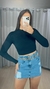 Cropped Canelado Manga Longa Preto - comprar online