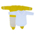Kit Macacão Jacquard Amarelo e Body com Gola Bordada