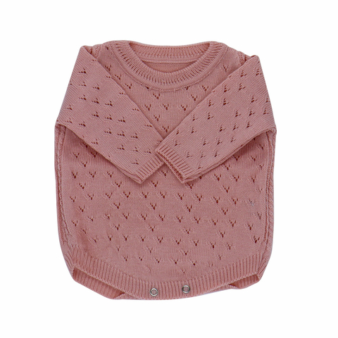 Body Infantil de Tricô Links Rosa