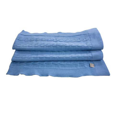 Manta Infantil Trançada Azul Claro