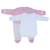 Kit Macacão Jacquard Rosa e Body com Gola Bordada