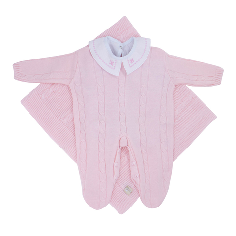 Kit Maternidade Trança Rosa e Body Gola Bordada DU