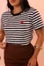 T-shirt Listrada Bordada Cotton Premium - LOVE LINDA