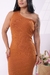 Vestido Midi Canelado Ombro Só na internet