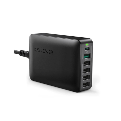 Estación de carga USB de escritorio de 60 W y 6 puertos con suministro de energía de 30 W