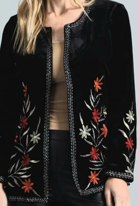 Chaqueta de terciopelo bordado