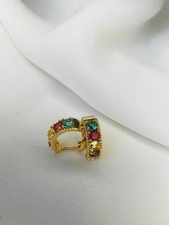 Brinco argola zirconia colorida - comprar online