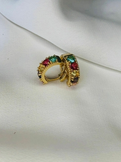 Brinco argola zirconia colorida