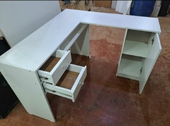Mesa wem L com 2 gavetas e armário MDF - loja online