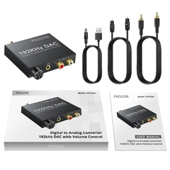 192kHz conversor DAC digital óptico coaxial Toslink para analógico l/r rca 3.5mm jack adaptador conversor de áudio com controle de volume na internet